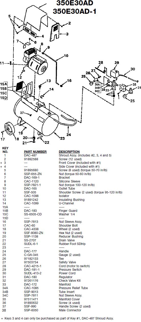 350E30AD Compressor Breakdown and Parts
